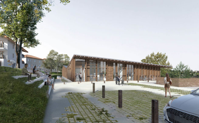Chaponost MJC - Perspective - Atelier Anne Gardoni Paysagiste architecte urbaniste